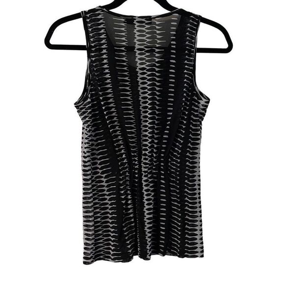 The Limited black and white print ruffle front sleeveless semi sheer S - Picture 7 of 14
